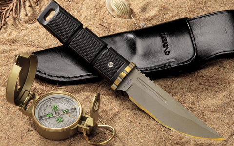 Нож турист., 230/120 мм., бета-титановый (золотой) Нож турист., 230/120 мм., бета-титановый (золотой)